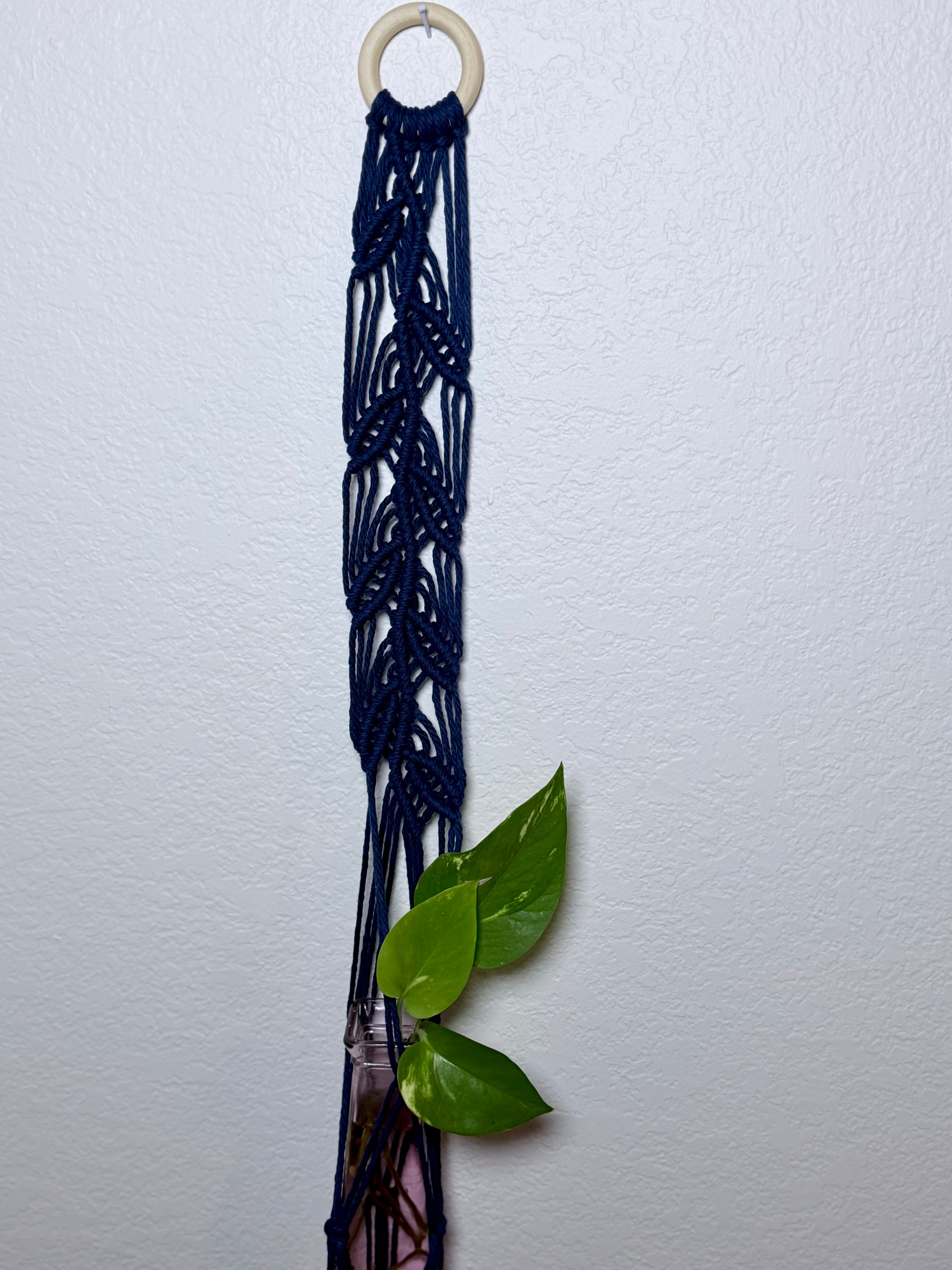 Navy Blue Flat Leaf Plant Hanger
