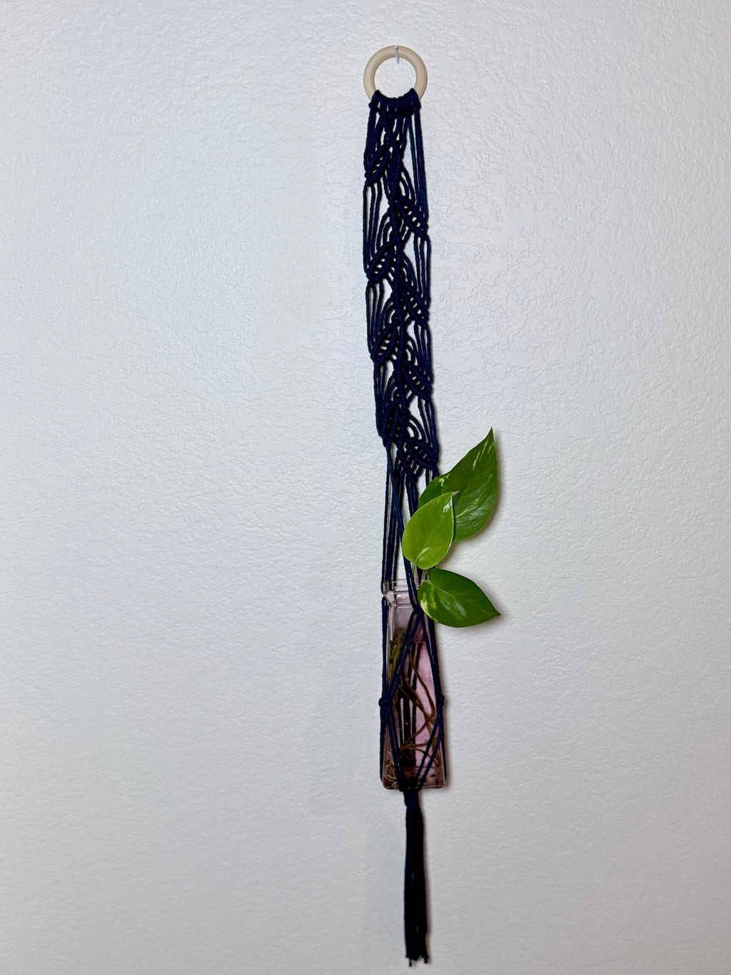 Navy Blue Flat Leaf Plant Hanger