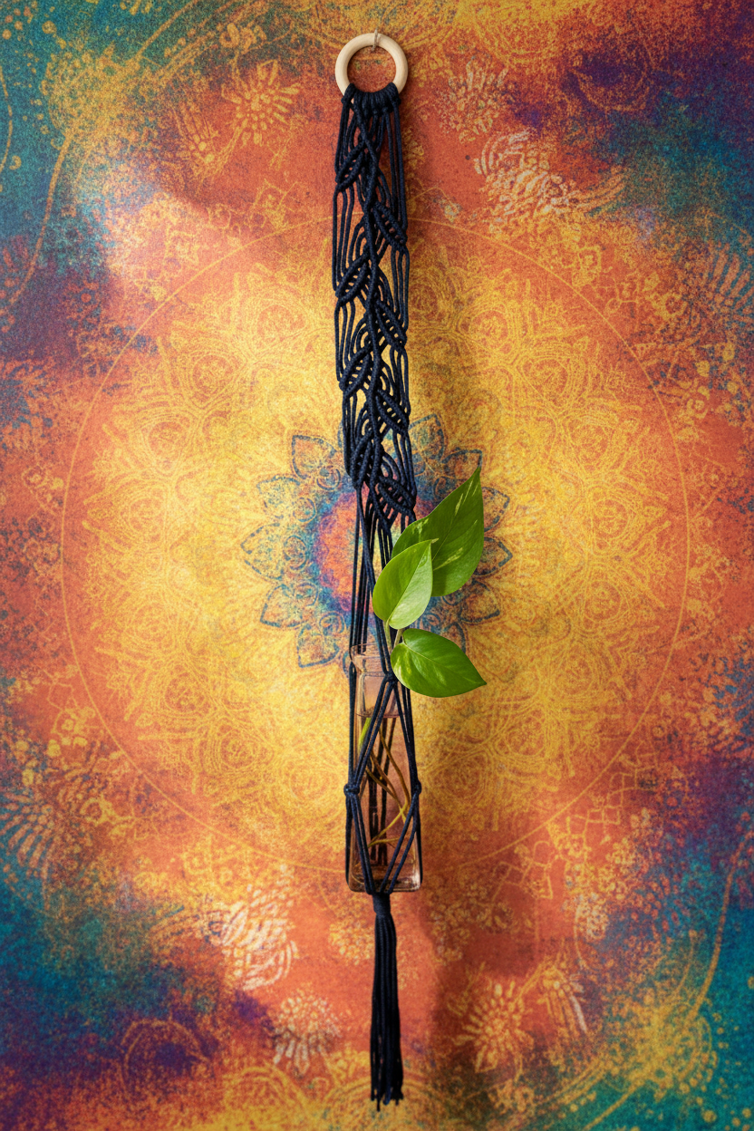 Navy Blue Flat Leaf Plant Hanger