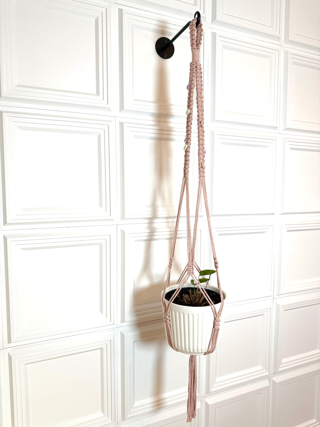 Pearl Pink Plant Hanger with Suncatching Jewels