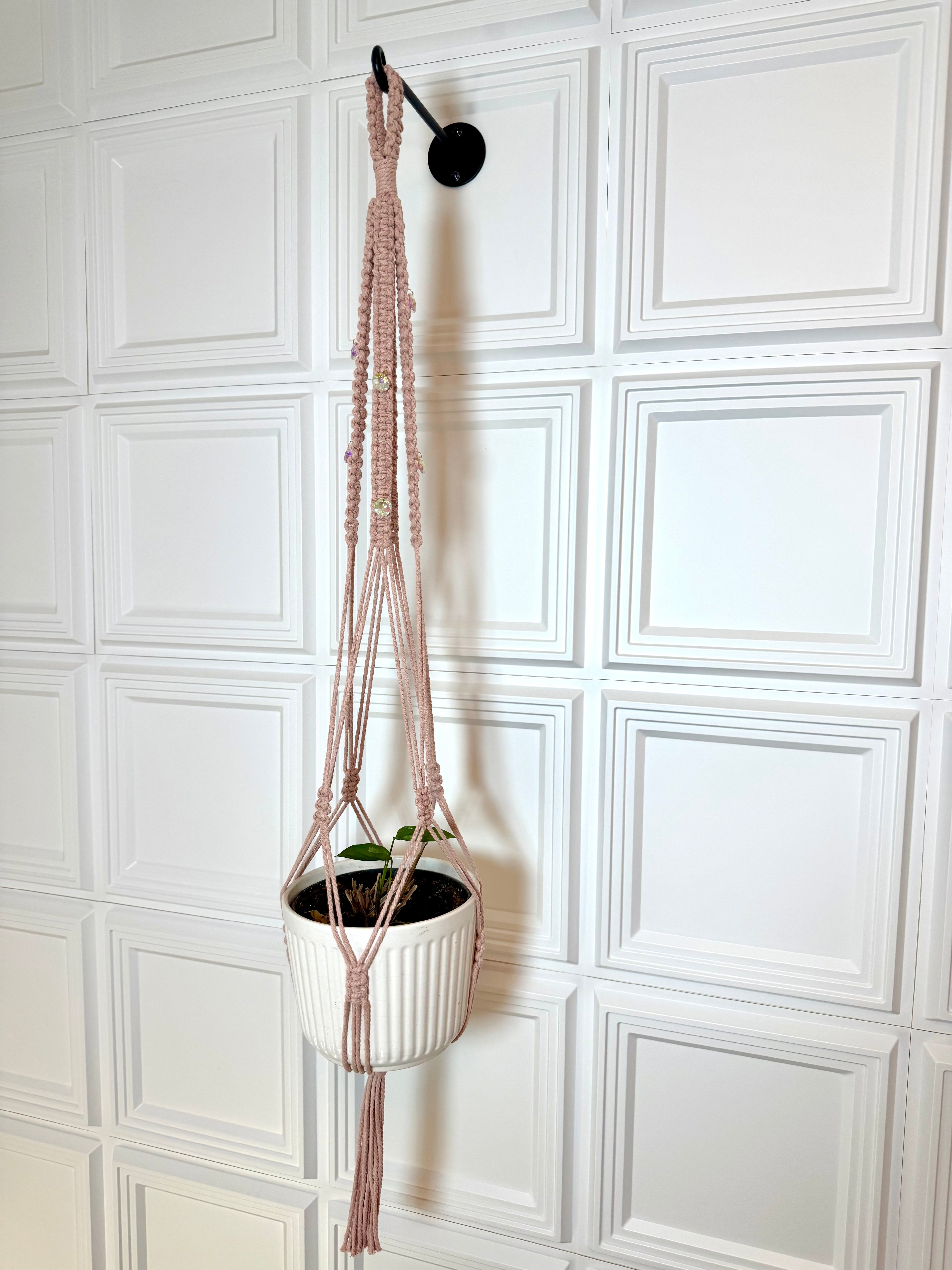 Pearl Pink Plant Hanger with Suncatching Jewels