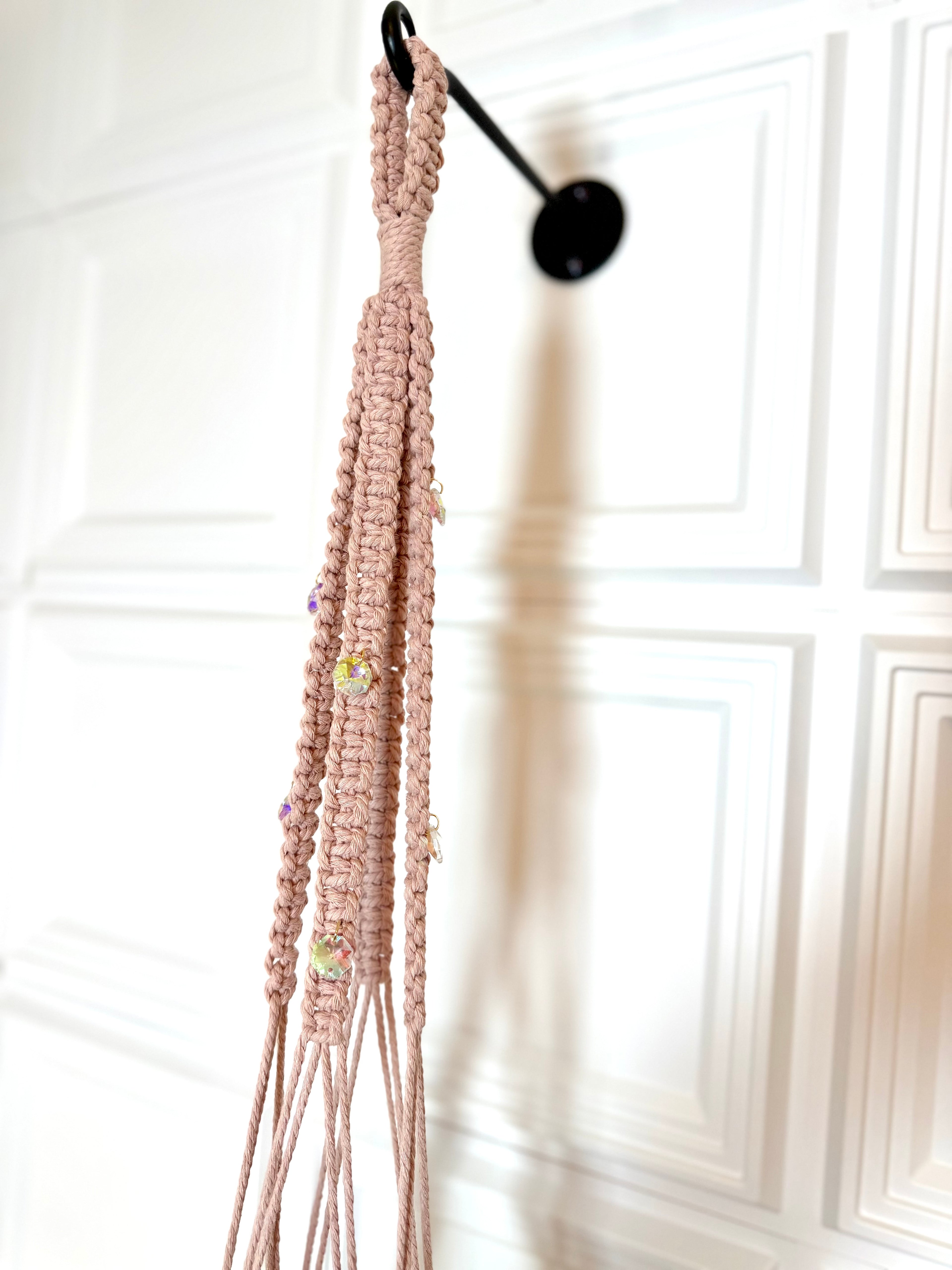 Pearl Pink Plant Hanger with Suncatching Jewels