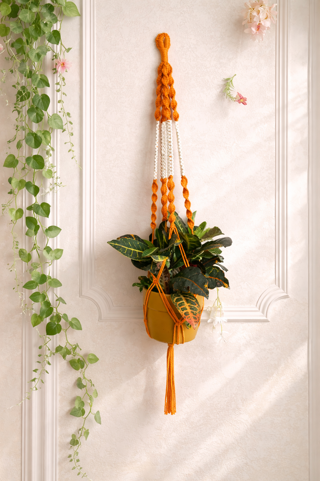 Orange & White Plant Hanger